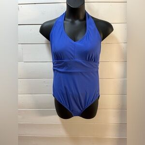 SPEEDO • Blue Halter One-Piece Swimsuit • Size 18